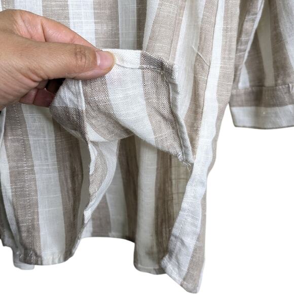Anthropologie RD & Koko Linen Tunic Top XL Wide Stripe Button Down Pocket - Picture 7 of 11